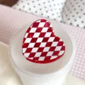 Red and white checkered heart hair claw clip, sweet acrylic shark clip for cute daily styling. - Argyle Grid