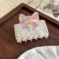 Pince à cheveux papillon en acétate strass style français accessoire élégant pour femme - Blanc Iridescent