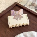 Pince à cheveux strass nœud français en acétate pince requin élégant accessoire femme - Blanc Cassé