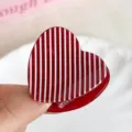 Pinza corazon rojo rayas blancas bonita pinza tiburon acrilico para mujer accesorios pelo - Rayas Diagonales