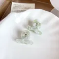 Green white marble small acetate hair claw clip sweet candy color bangs shark hair pin - 3cm Size / Marble Green