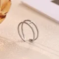Stainless steel double band ring with crossbar detail, minimalist fashion jewelry for women. - Double Layer Bridge Style (JZ10012P)