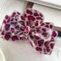 Leopard print bow hair claw clip, elegant acetate hair accessories for women and girls daily styling. - Rose Red