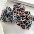 Leopard print bow hair claw clip, stylish acetate shark clip for elegant women hairstyles. - Sweet Orange