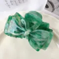 Green marble bow hair claw clip, elegant acetate hair accessories for women's daily styling. - Verdant