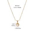 Gold titanium steel oval pearl pendant necklace with adjustable satellite chain style. - Gold Plated Imitation Pearl Style