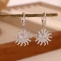 Stainless steel sun spiral hoop earrings, silver fashion jewelry, trendy design for women. - Silver Sun Spiral Style (E6746)
