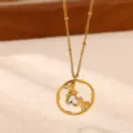 Detailed close-up of 18k gold plated stainless steel MOM heart zircon pendant necklace. - Necklace Only (N08170G)