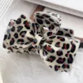Luipaardprint strik haarclip, stijlvolle acetaat haaraccessoire voor dames styling. - Beige Oranje Luipaard