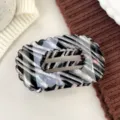 Black and white iridescent flat shell hair claw clip, stylish back of head hair accessory. - Metallic Black