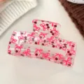 Transparent hair claw clip with cute pink bow and cherry pattern for women and girls daily wear. - Bowknot Cherry Transparent