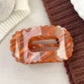 Stylish colorful flat shell hair claw clip, chic rectangular design for elegant hairstyles. - Gradient Pinkish Brown