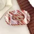 Red and white striped flat shell hair claw, stylish fashion hairpin for women daily wear. - Colorful Brown