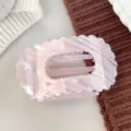Pink iridescent flat hair claw clip, stylish shell design styling hair accessory for women. - Metallic Pink
