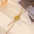 Gold Y-shaped necklace with sunflower pendant, elegant long sweater chain for women variant. - Double Layer Sunflower Style (N08415G)