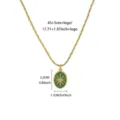 Elegant green enamel sun pendant necklace with woven cord chain, 45+5cm adjustable length. - Green Sun Heart Pendant Necklace (N08080G-2) / 45+5cm