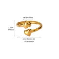 Gold Plated Stainless Steel Double Heart Open Ring Minimalist Fashion Finger Jewelry - Double Heart Open Style (JZ9436G)