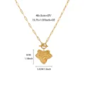 Gold paperclip chain necklace with a textured leaf pendant and OT clasp, elegant jewelry. - Leaf Pendant OT Buckle Necklace (N08100G) / 40+5cm