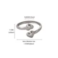 Stainless steel open ring with double heart design, minimalist jewelry, inner diameter 1.7cm. - Silver Double Heart Style (JZ9436P)