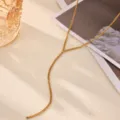 Gold Y-chain necklace for women, elegant long layered pendant jewelry for daily wear. - Basic Thin Chain Style (N08600G)