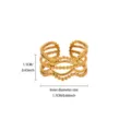 Gold plated stainless steel open ring with multi-layer wave geometric design for women - Multi-layer Wave Style (JZ10158G)