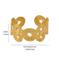 Gold metal geometric open cuff bracelet with stylish textured pleated design for women. - Gold Style (B2683)
