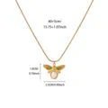 Gold bee pendant necklace with enamel wings and pearl, elegant snake chain variant jewelry. - Bee Insect Pendant Necklace (N08323G)