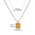 Gold rectangular pendant necklace with snake chain and embossed floral motif for women - Rectangular Floral Pendant Necklace (N08357G)