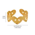 Gold electroplated geometric heart open cuff bracelet minimalist luxury adjustable fashion wrist - Gold Style (B2689)