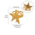 Stainless steel 18K gold plated starfish ring with pearl minimalist fashion jewelry - Starfish Artificial Pearl Style (JZ10167G)