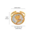 Adjustable gold-plated ring featuring a sweet drip oil flower design with dimension details. - Enamel Flower Style (JZ10056G)