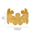 Gold floral cuff bracelet open adjustable geometric metal wristband fashion jewelry - Gold Style (B2696)