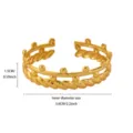 Gold open cuff bracelet for women, geometric minimalist style with beaded edge and adjustable size. - Gold Style (B2699)