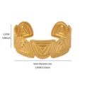 Gold geometric cuff bracelet with triangular pattern and rope trim, adjustable open size. - Gold Style (B2741G)
