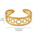 Gold metal open cuff bracelet with geometric square link chain design for women stylish daily wear - Gold Style (B2747G)
