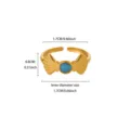 Gold plated stainless steel open ring with blue oil center and shell details, size 1.7cm. - Shell Texture Style (JZ9822G)