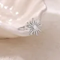 Exquisite stainless steel sun ring detail view, minimalist geometric silver fashion jewelry. - Sun Style (JZ4965P)