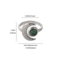 Stainless steel moon ring with green stone open design fashionable women jewelry ring size - Vintage Green Stone Style (JZ9467P)