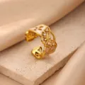 Gold plated stainless steel butterfly open ring with pink enamel and cubic zirconia. - Pink Enamel Butterfly Design (JZ9333G)