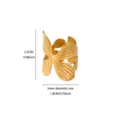 Gold stainless steel floral open ring with leaf design, inner diameter 1.8cm, stylish jewelry. - 3D Geometric Leaf Flower Ring (JZ9648)