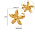 Gold-plated stainless steel floral ring with adjustable open design and clear size details. - 3D Five-Petal Flower Open Ring (JZ10314G)