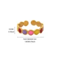 18K Gold Plated Stainless Steel Colorful Round Open Ring Fashionable Geometric Jewelry - Geometric Colorful Dots Ring (JZ10295G)
