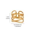 Gold stainless steel multi strand geometric open ring adjustable fashion jewelry for women everyday wear. - Geometric Cross Hollow Open Ring (JZ9661)