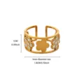 18k gold plated stainless steel flower ring with crystal rhinestones, inner diameter 1.8cm - Geometric Flower Rhinestone Style (JZ10290G)