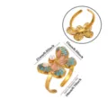 Gold stainless steel enamel butterfly open ring with pearl, inner diameter 18mm fashion jewelry - Butterfly Artificial Pearl Style (JZ9871G)