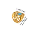 Gold open geometric ring with blue enamel and crystal accent, stylish stainless steel jewelry for women. - Rhinestone Embellished Style (JZ10131G)