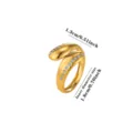 Gold stainless steel open geometric ring with blue enamel dots, adjustable fashion jewelry. - Polka Dot Enamel Style (JZ10187G)