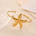 Ανοξείδωτο ατσάλι επιχρυσωμένο βραχιόλι 18k με φουσκωτό σχήμα αστερία λουλουδιού κοσμήματα. - Στυλ Αστερίας(B2796)