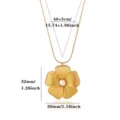 Elegant gold sunflower pendant necklace with pearl center, fashion clavicle chain jewelry. - Chain Length 40+5cm - Pendant 32x30mm
