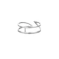 Minimalist stainless steel double band open ring for women, stylish daily geometric jewelry. - Double Layer Linked Style / Silver (JZ10012P)